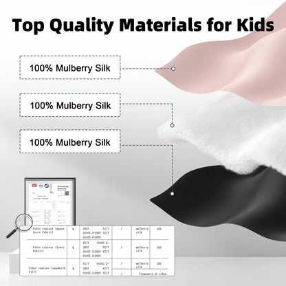 Seiden Schlafmaske für Kinder – 100% echte Naturseide, verstellbar, weich & leicht – Schlafbrille für Jungen & Mädchen (Pink)