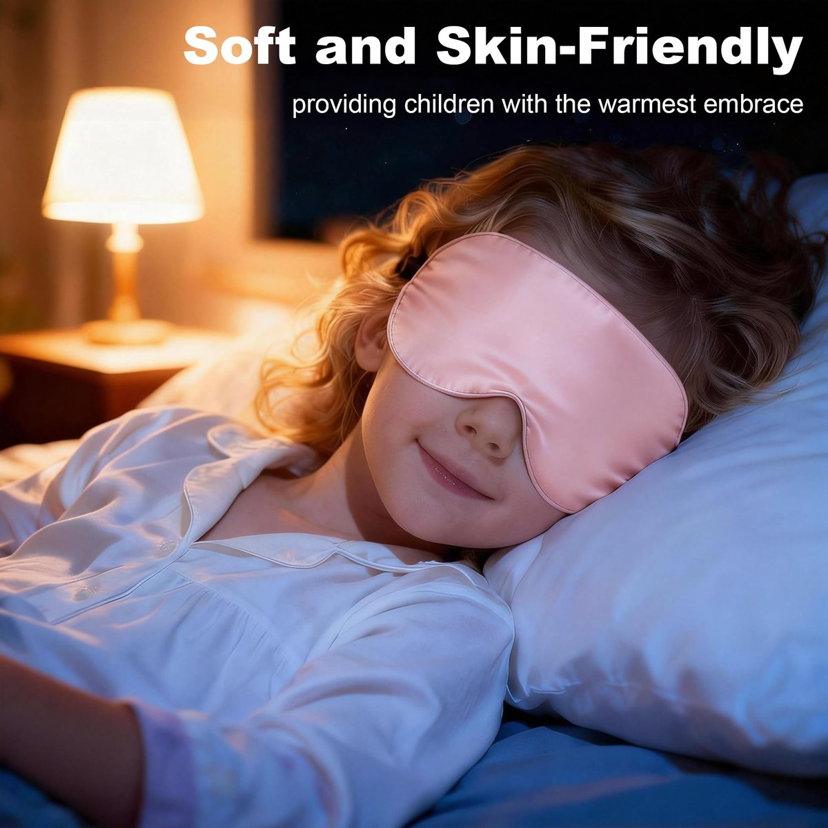 Seiden Schlafmaske für Kinder – 100% echte Naturseide, verstellbar, weich & leicht – Schlafbrille für Jungen & Mädchen (Pink)