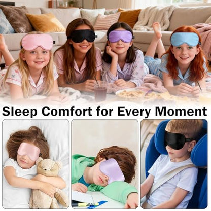 Seiden Schlafmaske für Kinder – 100% echte Naturseide, verstellbar, weich & leicht – Schlafbrille für Jungen & Mädchen (Pink)
