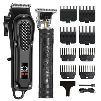 OIYO Kabelloser Haarschneider für Männer, Selbsthaarschnitt-Kit, Elektrischer Haarschneider und Trimmer, Wiederaufladbarer Barttrimmer mit verstellbarer Klinge und LCD-Display, Haarschneidewerkzeuge für den Heimgebrauch