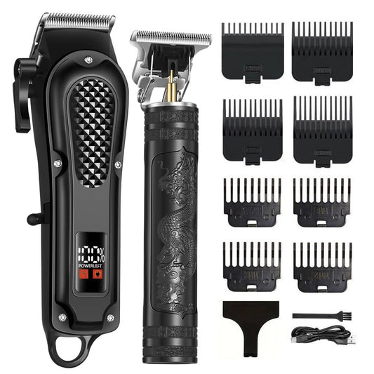 OIYO Kabelloser Haarschneider für Männer, Selbsthaarschnitt-Kit, Elektrischer Haarschneider und Trimmer, Wiederaufladbarer Barttrimmer mit verstellbarer Klinge und LCD-Display, Haarschneidewerkzeuge für den Heimgebrauch