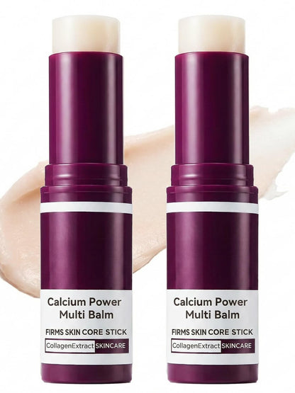 Glopink 2er-Pack Calcium Multi Balm Stick für Augen, Gesicht & Hals – Kollagen-angereicherter Feuchtigkeitsbalsam – Straffend, hydratisierend & Hautbarrierepflege für alle Hauttypen (2er-Pack)