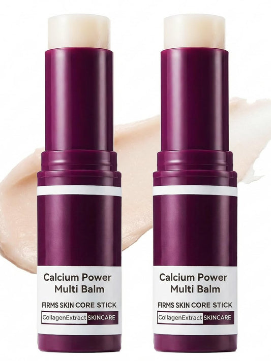 Glopink 2er-Pack Calcium Multi Balm Stick für Augen, Gesicht & Hals – Kollagen-angereicherter Feuchtigkeitsbalsam – Straffend, hydratisierend & Hautbarrierepflege für alle Hauttypen (2er-Pack)