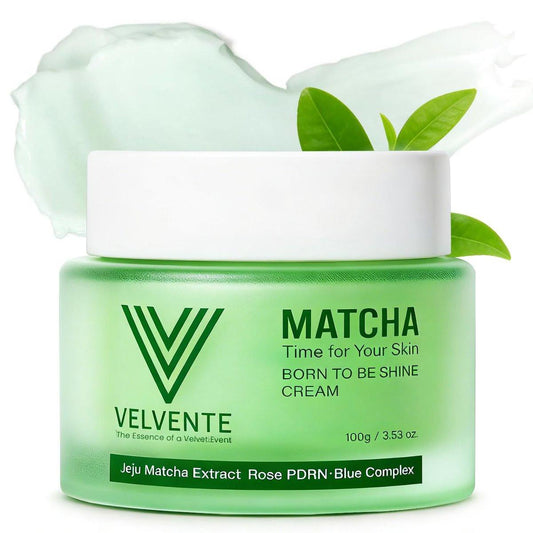 VELVENTE Matcha Feuchtigkeitscreme mit Rose PDRN & koreanischen Peptiden – Straffende Anti-Aging Creme für gleichmäßigen Hautton & strahlende Haut, alle Hauttypen, 100 ml