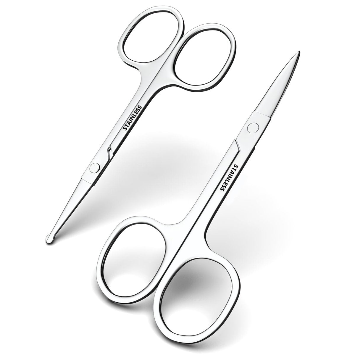 Präzisions-Haarschneideschere für Gesichtshaare, Augenbrauen- und Nasenhaarschere Set, Spiegelglanz-Edelstahl, Bart- und Schnurrbartschere für Männer und Frauen