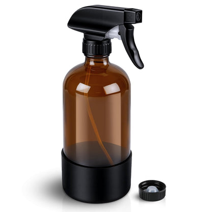 Ninsula Glass Spray Bottle mit Silikonschutzhülle, 16 oz Braune Glas-Sprühflasche, Nachfüllbare Sprühflasche aus Glas für Reinigung, Pflanzenbewässerung, Hautpflege, Pflanzenpflege, Haarpflege