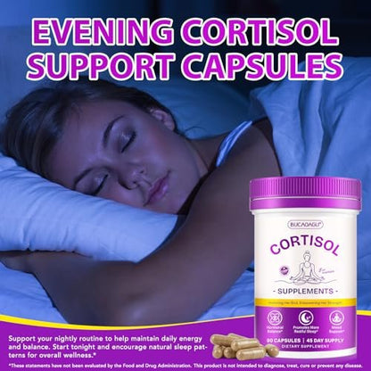 BUCAOAGU Cortisol-Supplement für Frauen – Stressabbau & Hormonbalance mit Magnolienrinde, Rhodiola Rosea, Heiliges Basilikum, Magnesium, Phosphatidylserin – Unterstützt Stimmung, Fokus & Schlaf