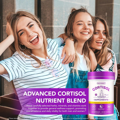 BUCAOAGU Cortisol-Supplement für Frauen – Stressabbau & Hormonbalance mit Magnolienrinde, Rhodiola Rosea, Heiliges Basilikum, Magnesium, Phosphatidylserin – Unterstützt Stimmung, Fokus & Schlaf