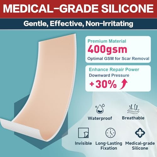 Silicone Scar Tape 1,6" x 60" Rolle - Wiederverwendbare Silikon-Narbenpflaster für Operationsnarben, Kaiserschnitt, Bauchdeckenstraffung, Keloidnarben - Leicht zuschneidbar