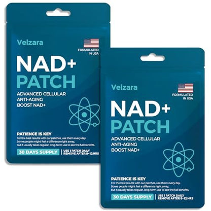 Velzara NAD+ Patches – Komfortable 24h-Pflaster, Vegan, Wasserresistent, 60 Patches