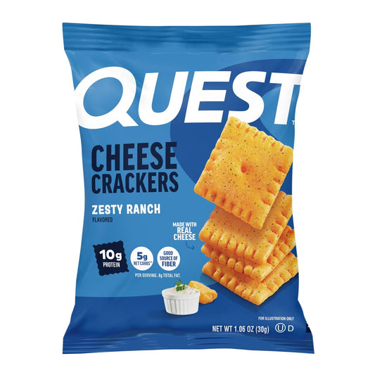 Quest Nutrition Käsecracker, Zesty Ranch Geschmack, 10g Protein, 5g Netto-Kohlenhydrate, High Protein, 12er-Pack