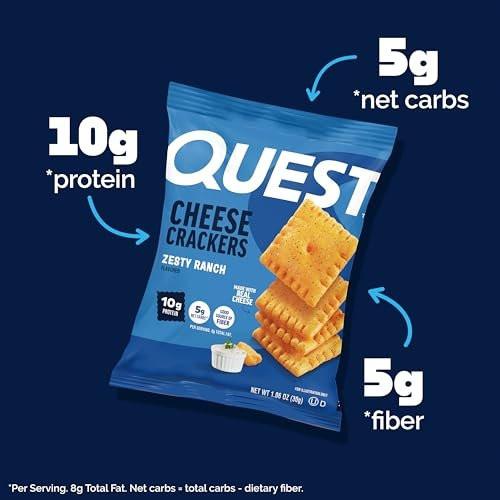 Quest Nutrition Käsecracker mit Zesty Ranch Geschmack, 10g Protein, 5g Netto-Kohlenhydrate, High Protein, 4er-Pack