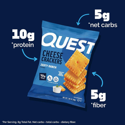Quest Nutrition Käsecracker mit Zesty Ranch Geschmack, 10g Protein, 5g Netto-Kohlenhydrate, High Protein, 4er-Pack