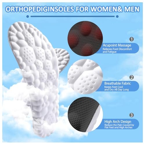 DWTWLE 4D Cloud Einlegesohlen für Herren – Memory Foam, Superweich, Anti-Ermüdung, Stoßdämpfung, Fußschmerzlinderung (Schwarz, US 14–14.5)