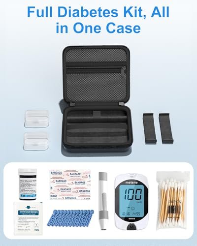 ProCase Diabetes-Tragetasche – Tragbare Aufbewahrungstasche für Blutzuckermessgerät, Teststreifen, Lanzetten & Zubehör – Schwarz