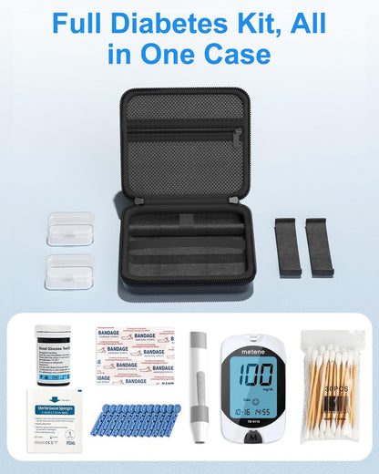 ProCase Diabetes-Tragetasche – Tragbare Aufbewahrungstasche für Blutzuckermessgerät, Teststreifen, Lanzetten & Zubehör – Schwarz