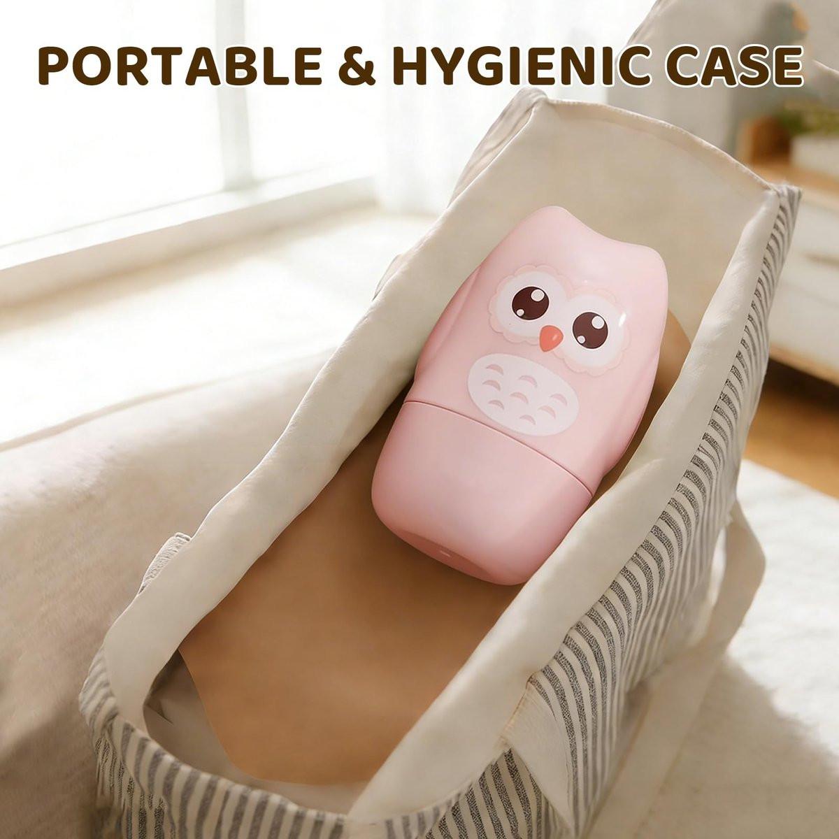Baby Nagelset mit süßem Eulen-Design – Maniküre- und Pediküre-Set für Neugeborene mit Nagelknipser, Schere, Feile und Pinzette für die Pflege von Babys und Kleinkindern (Geschenk für Mütter) (Pink)