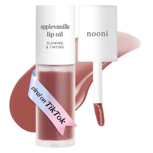 NOONI Korean Lip Oil – Applevanilla | Lang anhaltende, feuchtigkeitsspendende Lippenpflege mit aufpolsternder Wirkung, wasserfest, kein Abziehen, koreanischer Tinten-Lippenstain, nährendes Kristallklar, 3,5 ml