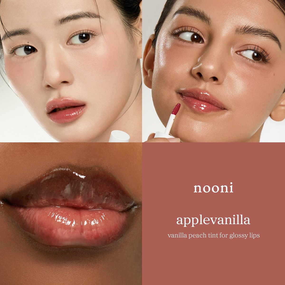 NOONI Korean Lip Oil – Applevanilla | Lang anhaltende, feuchtigkeitsspendende Lippenpflege mit aufpolsternder Wirkung, wasserfest, kein Abziehen, koreanischer Tinten-Lippenstain, nährendes Kristallklar, 3,5 ml