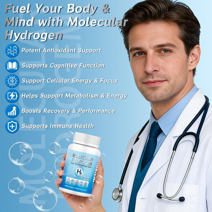 Wasserstoff-Wasser-Tabletten mit Magnesium – 12 PPM H2 Molekularer Wasserstoff für Trinkwasser, schnell löslich, Antioxidans-Unterstützung für Zellvitalität, Energiegewinnung, Nicht-GVO, 120 Stück