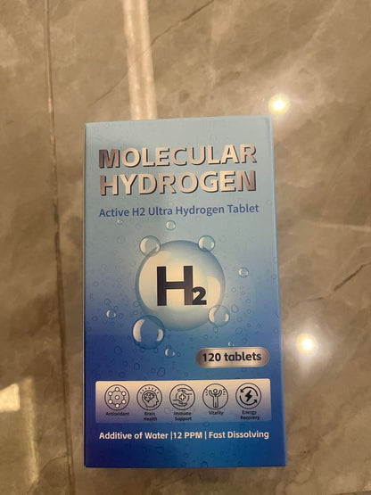 Wasserstoff-Wasser-Tabletten mit Magnesium – 12 PPM H2 Molekularer Wasserstoff für Trinkwasser, schnell löslich, Antioxidans-Unterstützung für Zellvitalität, Energiegewinnung, Nicht-GVO, 120 Stück