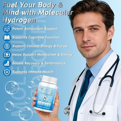 Wasserstoff-Wasser-Tabletten mit Magnesium – 12 PPM H2 Molekularer Wasserstoff für Trinkwasser, schnell löslich, Antioxidans-Unterstützung für Zellvitalität, Energiegewinnung, Nicht-GVO, 120 Stück