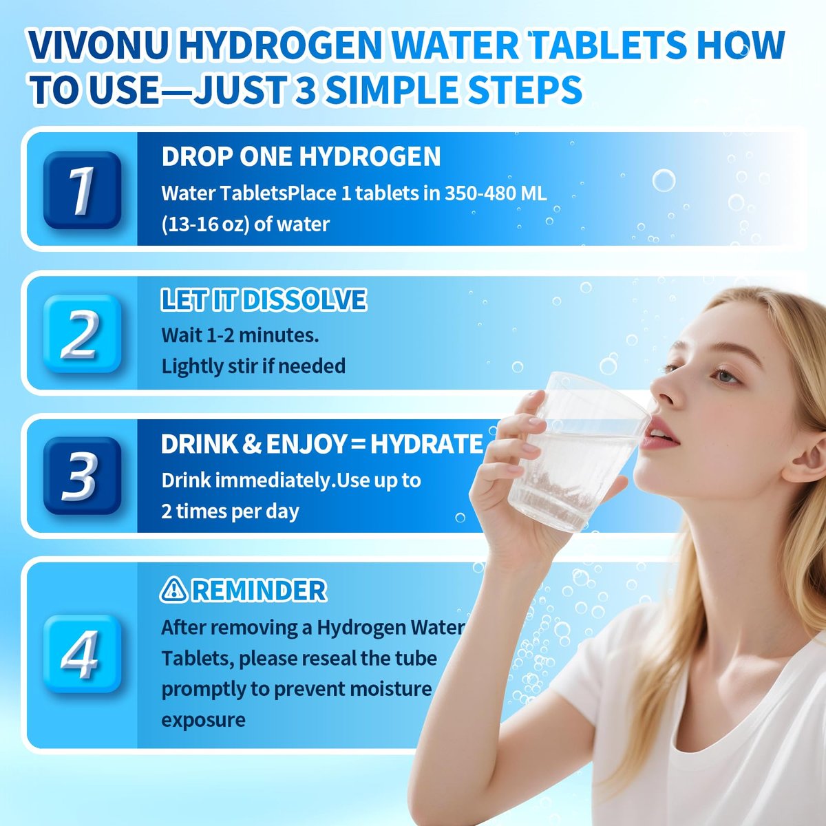 VivoNu Hydrogen-Wasser-Tabletten mit Elektrolyten & Magnesium-Komplex, Vitamin C & D | 2 Geschmacksrichtungen (Orange & Himbeere) | Zuckerfreies Elektrolyt-Pulver-Alternative für schnelle Hydration & Erholung