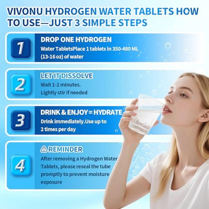 VivoNu Hydrogen-Wasser-Tabletten mit Elektrolyten & Magnesium-Komplex, Vitamin C & D | 2 Geschmacksrichtungen (Orange & Himbeere) | Zuckerfreies Elektrolyt-Pulver-Alternative für schnelle Hydration & Erholung