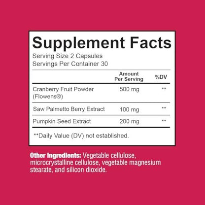 Premium Blasenunterstützung – Kapseln für gelegentlichen Harndrang, Häufigkeit & Inkontinenz – mit klinisch getesteter Cranberry, Kürbis & Sägepalme – 60 Kapseln