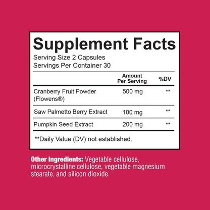Premium Blasenunterstützung – Kapseln für gelegentlichen Harndrang, Häufigkeit & Inkontinenz – mit klinisch getesteter Cranberry, Kürbis & Sägepalme – 60 Kapseln