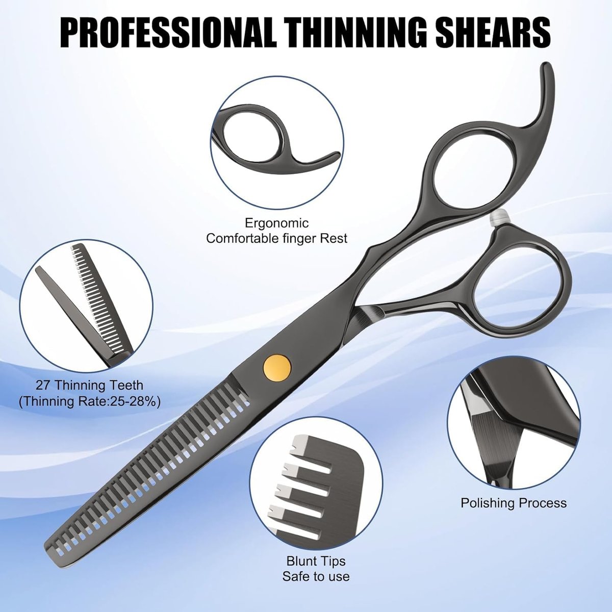 Professionelles Haarschneideset - Edelstahl Friseurschere mit Effilierschere für Männer, Frauen, Kinder - Salon & Zuhause