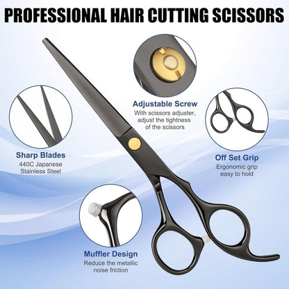 Professionelles Haarschneideset - Edelstahl Friseurschere mit Effilierschere für Männer, Frauen, Kinder - Salon & Zuhause