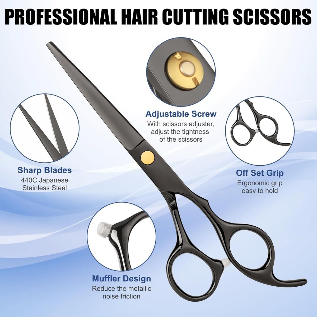 Professionelles Haarschneideset - Edelstahl Friseurschere mit Effilierschere für Männer, Frauen, Kinder - Salon & Zuhause