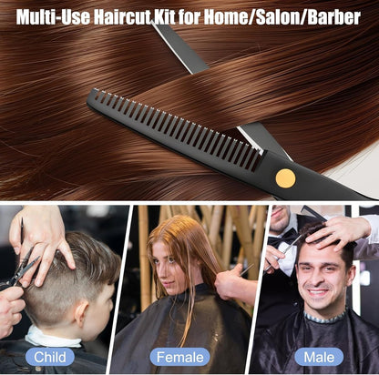 Professionelles Haarschneideset - Edelstahl Friseurschere mit Effilierschere für Männer, Frauen, Kinder - Salon & Zuhause