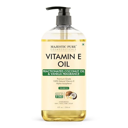 Majestic Pure Öl – 100% reines und natürliches Haarwachstumsöl für Wimpern, Augenbrauen, Haut, Gesicht, Nägel & Kopfhaut – Kokosnuss & Vanille Formel mit Vitamin E – 240 ml