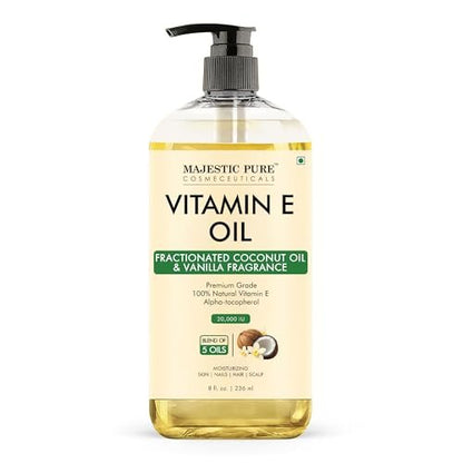 Majestic Pure Öl – 100% reines und natürliches Haarwachstumsöl für Wimpern, Augenbrauen, Haut, Gesicht, Nägel & Kopfhaut – Kokosnuss & Vanille Formel mit Vitamin E – 240 ml
