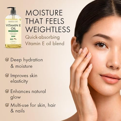 Majestic Pure Öl – 100% reines und natürliches Haarwachstumsöl für Wimpern, Augenbrauen, Haut, Gesicht, Nägel & Kopfhaut – Kokosnuss & Vanille Formel mit Vitamin E – 240 ml