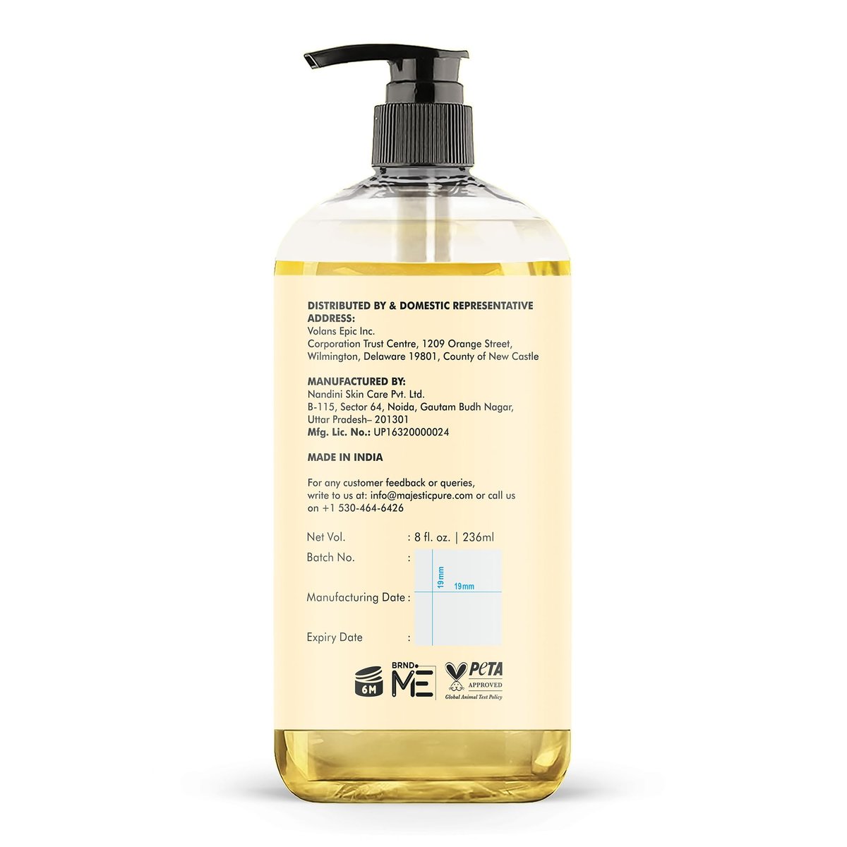 Majestic Pure Öl – 100% reines und natürliches Haarwachstumsöl für Wimpern, Augenbrauen, Haut, Gesicht, Nägel & Kopfhaut – Kokosnuss & Vanille Formel mit Vitamin E – 240 ml