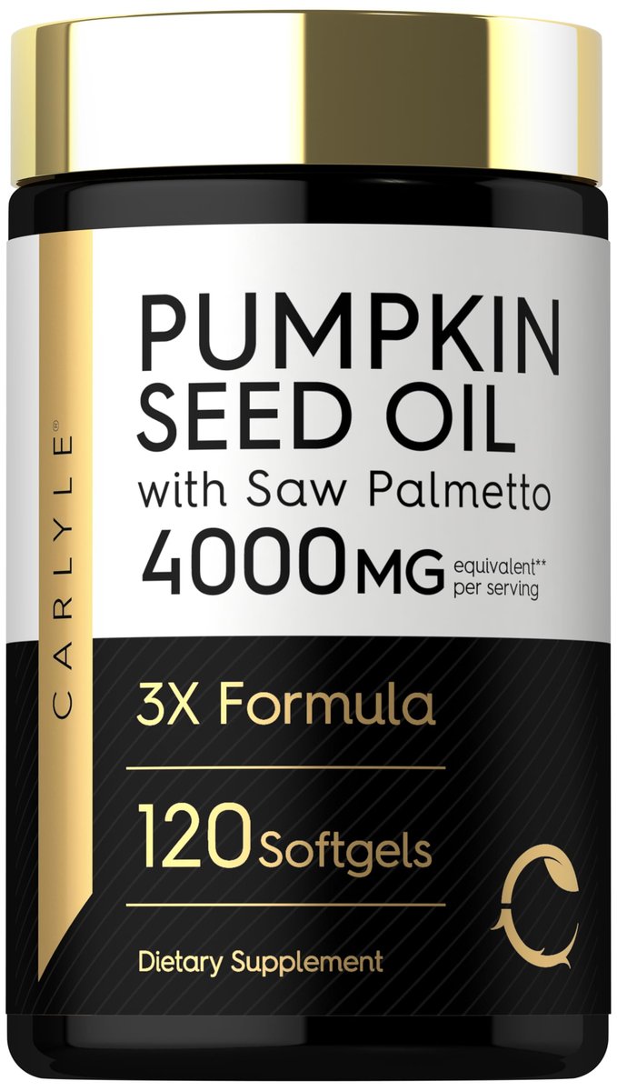 Carlyle Kürbiskernöl mit Sägepalme 4000 mg | 120 Softgel-Kapseln | für Männer & Frauen | 3-fach-Formel mit Biotin | Nicht-GVO, glutenfreies Nahrungsergänzungsmittel