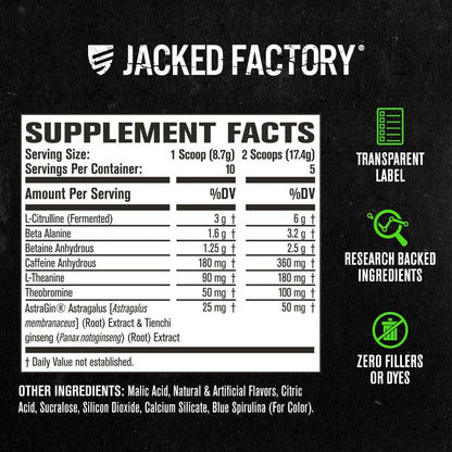 Jacked Factory NITROSURGE Pre-Workout - Unendliche Energie, sofortige Kraftsteigerung, klarer Fokus, intensive Pump - NO-Booster & Pre-Workout-Pulver mit Beta-Alanin - 10 Portionen, Kirsche-Limette