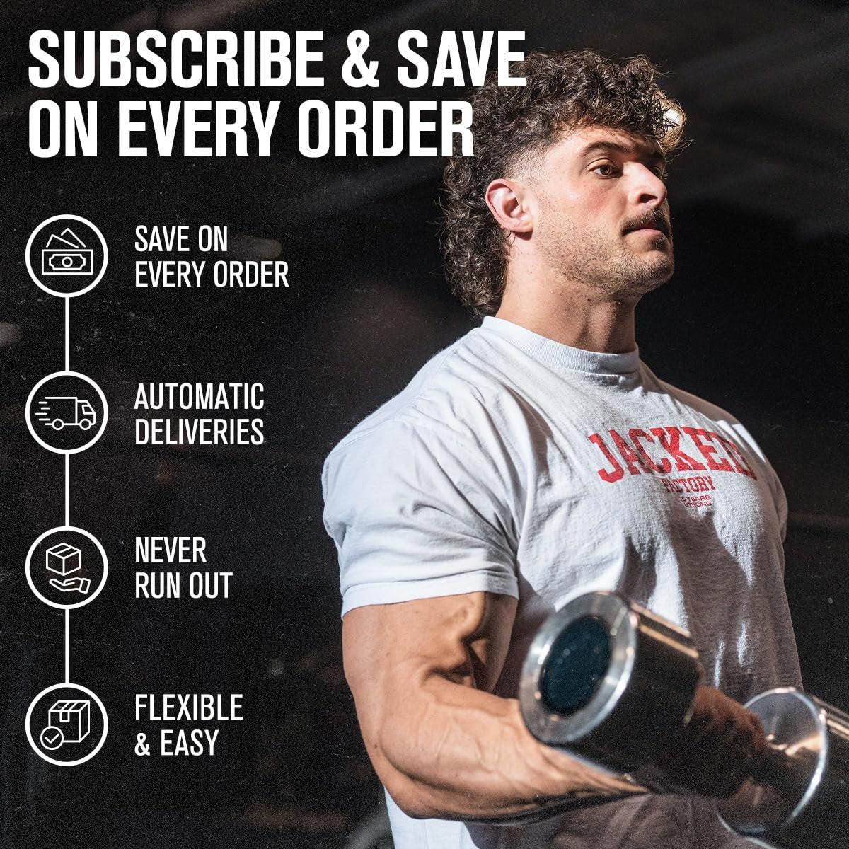 Jacked Factory NITROSURGE Pre-Workout Booster - Endlose Energie, sofortige Kraftsteigerung, klarer Fokus, intensive Pump - mit Beta-Alanin - 10 Portionen, Blaue Himbeere
