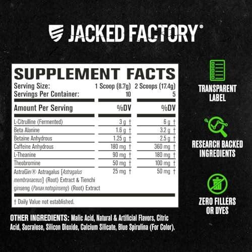 Jacked Factory NITROSURGE Pre-Workout - Unendliche Energie, sofortige Kraftsteigerung, klarer Fokus, intensive Pump - NO-Booster & Pre-Workout-Pulver mit Beta-Alanin - 10 Portionen, Kirsche-Limette
