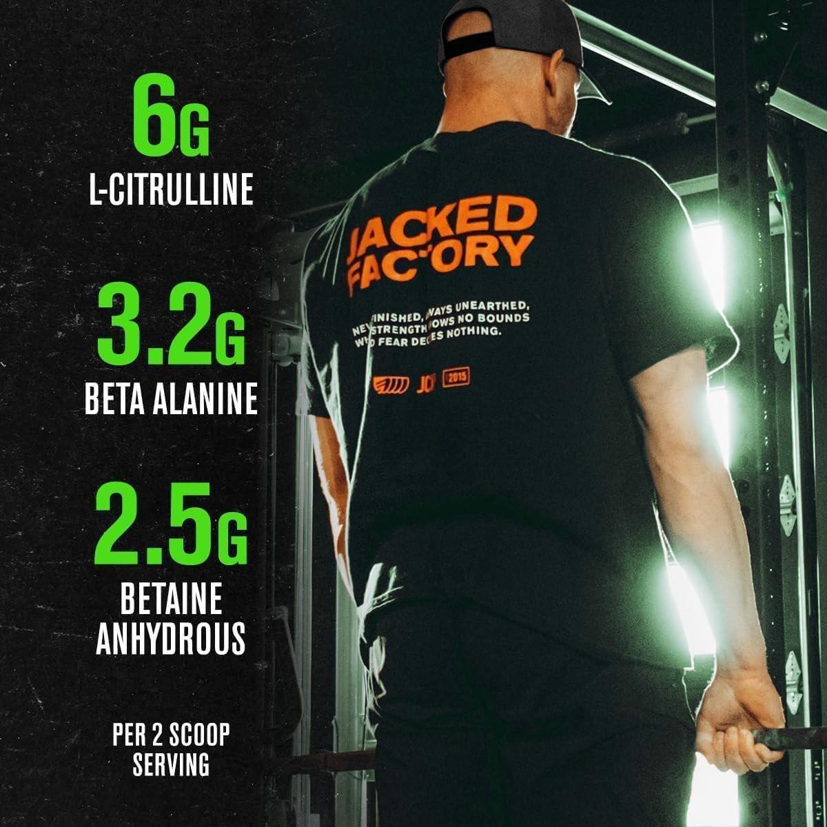 Jacked Factory NITROSURGE Pre-Workout Booster - Endlose Energie, sofortige Kraftsteigerung, klarer Fokus, intensive Pump - mit Beta-Alanin - 10 Portionen, Blaue Himbeere