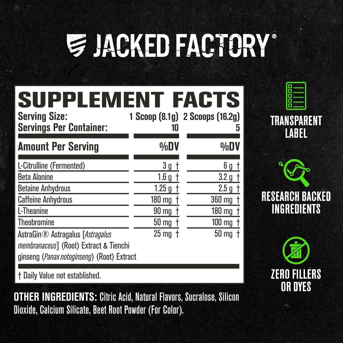 Jacked Factory NITROSURGE Pre-Workout - Unendliche Energie, sofortige Kraftsteigerung, klarer Fokus, intensive Pump - NO-Booster & Pre-Workout-Pulver mit Beta-Alanin - 10 Portionen, Kirsche-Limette
