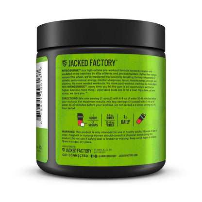 Jacked Factory NITROSURGE Pre-Workout - Unendliche Energie, sofortige Kraftsteigerung, klarer Fokus, intensive Pump - NO-Booster & Pre-Workout-Pulver mit Beta-Alanin - 10 Portionen, Kirsche-Limette