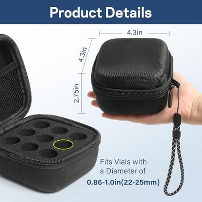 Ehpiern 9-Fach Peptid-Aufbewahrungsbox, Insulinflaschen-Schutzbehälter für den Kühlschrank, Organizer für Diabetiker, passend für 10-ml-U-100-Insulinflaschen, Aufbewahrungstasche mit Handgelenksriemen (Schwarz)