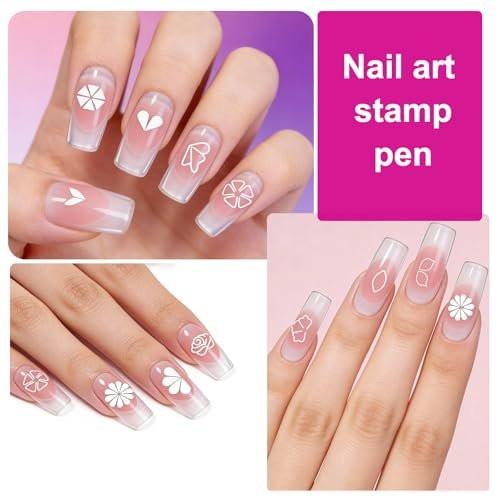 YECIRALA 15-teiliges Nagelkunst-Stempel-Set - Schmetterling, Herz, Blume verschiedene Muster Nageltransfer-Stift Nagelstempel-Design-Kit Malstifte für Nagel Maniküre Design Werkzeuge DIY Nagelzubehör