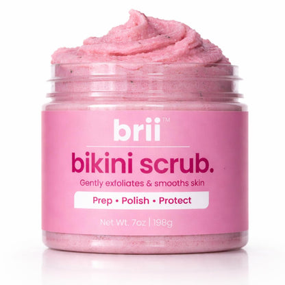 brii Exfoliating Pre Shave + Pre Wax Bikini Area Scrub – Sanfter Peeling-Scrub für Bikinizone & Intimbereich gegen Rasurbumps, eingewachsene Haare & dunkle Flecken – für glatte, ebenmäßige Haut