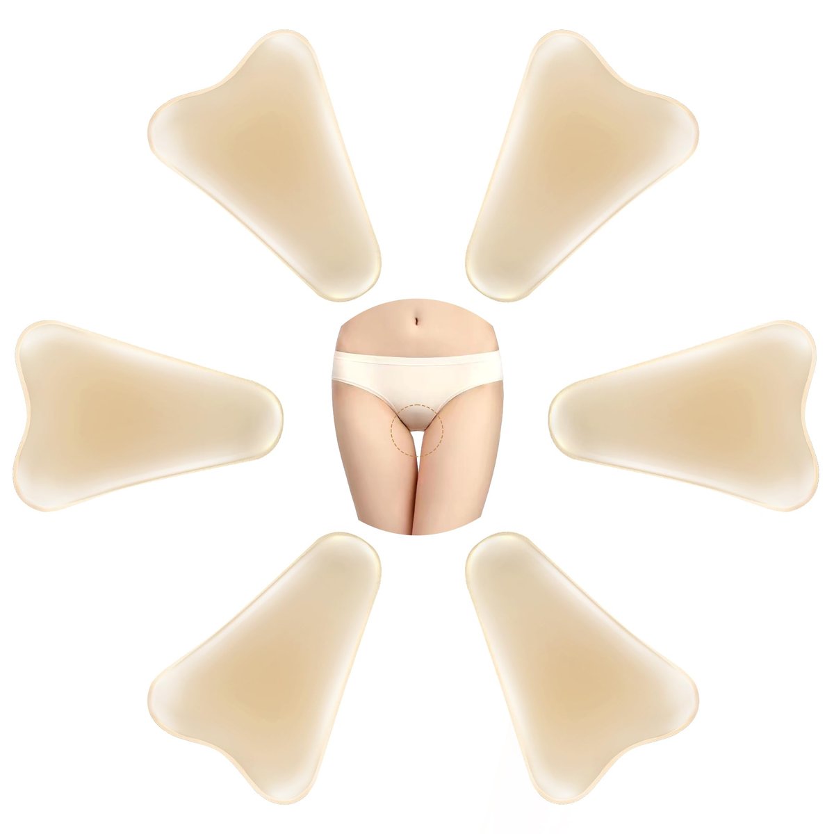 PINKMOLI Camel Front Silicone Coverage Concealer Pads für Damen – 6er-Pack wiederverwendbare unsichtbare Einlagen für Leggings, Yogahosen & Bademode