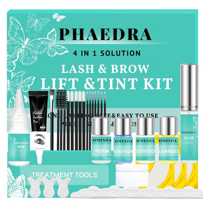 Lash Lift und Brow Lamination Kit Schwarz – Professionelles 4-in-1 Wimpern- und Augenbrauen-Perm-Set für 6-8 Wochen haltbare Ergebnisse, für DIY oder professionelle Anwendung